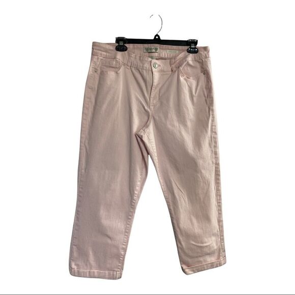 VINTAGE AMERICA BLUES, BOHO Crop, Women’s pink Jeans, Size 14,Stretchy,5 Pocket - Picture 1 of 11